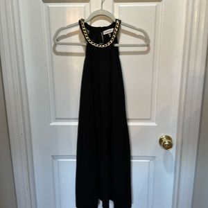 Calvin Klein Size 4 Black Halter Dress with Gold chain neck